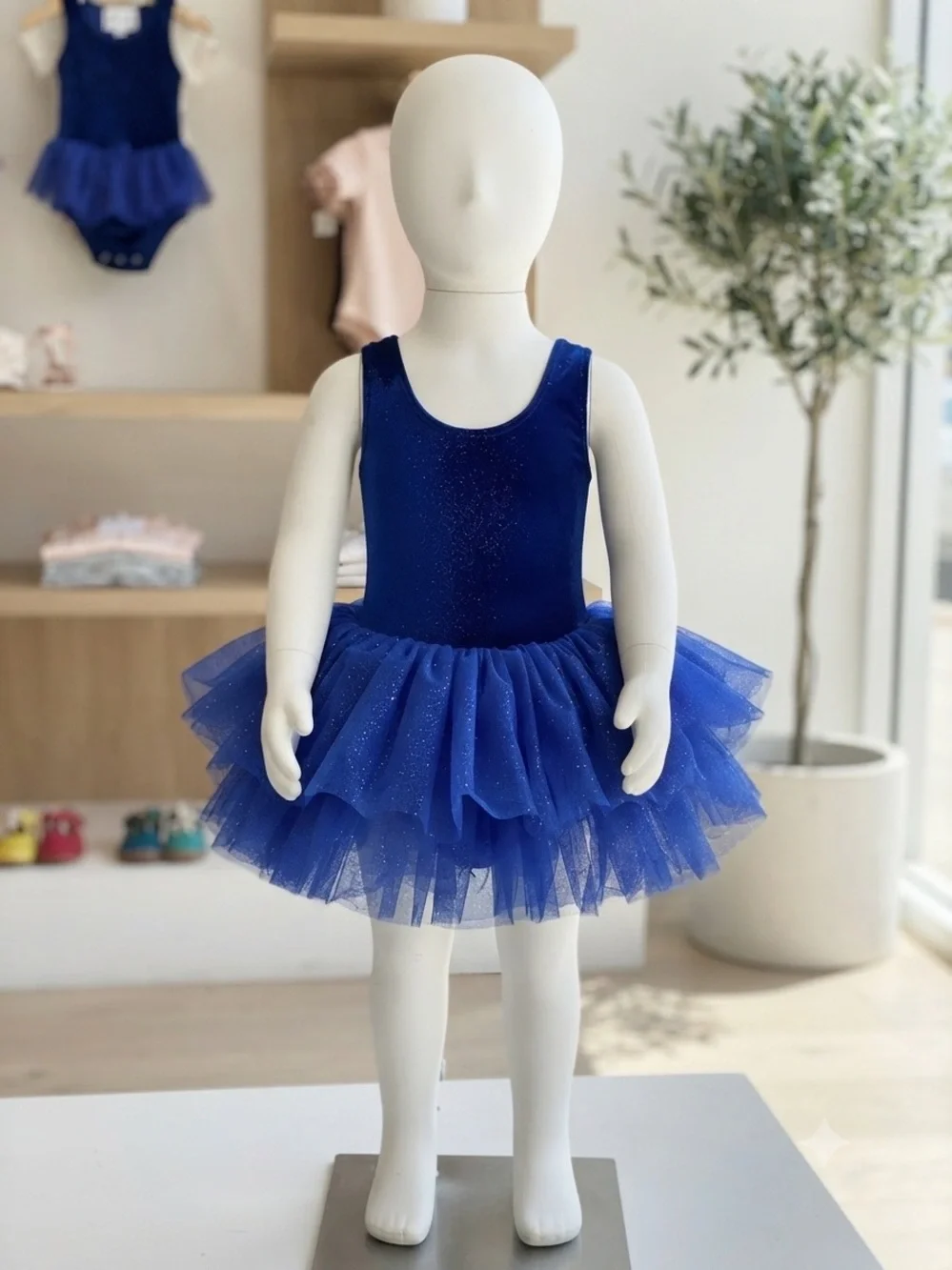 Plum Girls 4Y Royal Blue Velvet Sparkle Tutu Leotard Dress